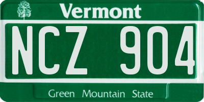 VT license plate NCZ904