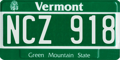 VT license plate NCZ918
