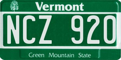 VT license plate NCZ920