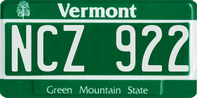 VT license plate NCZ922