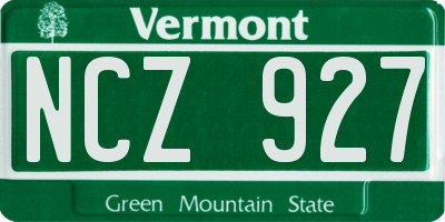 VT license plate NCZ927