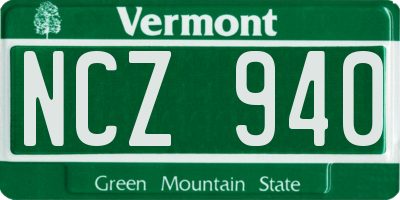 VT license plate NCZ940
