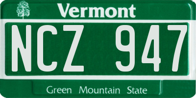 VT license plate NCZ947