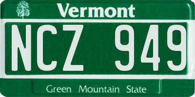 VT license plate NCZ949
