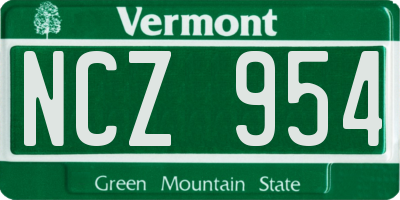VT license plate NCZ954