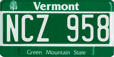 VT license plate NCZ958