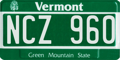 VT license plate NCZ960