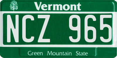 VT license plate NCZ965