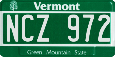 VT license plate NCZ972