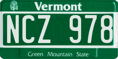 VT license plate NCZ978