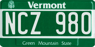 VT license plate NCZ980