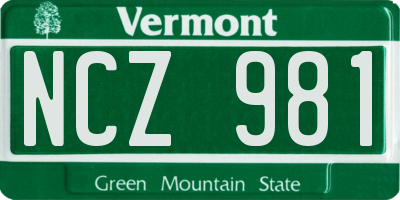 VT license plate NCZ981