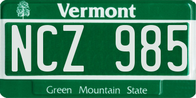 VT license plate NCZ985