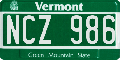 VT license plate NCZ986