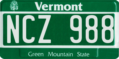 VT license plate NCZ988