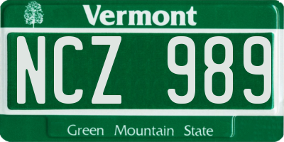 VT license plate NCZ989