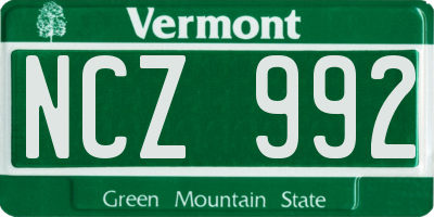 VT license plate NCZ992