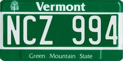 VT license plate NCZ994