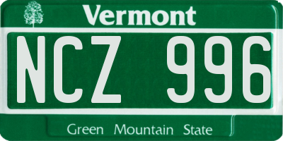 VT license plate NCZ996