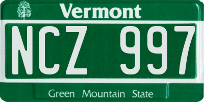 VT license plate NCZ997