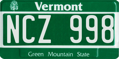 VT license plate NCZ998