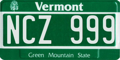 VT license plate NCZ999