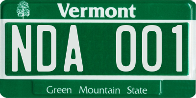 VT license plate NDA001