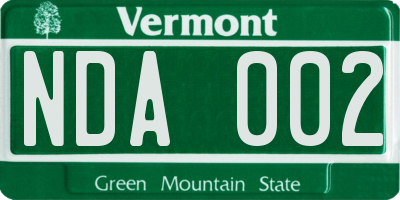 VT license plate NDA002
