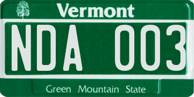 VT license plate NDA003