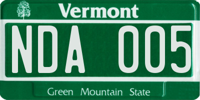 VT license plate NDA005