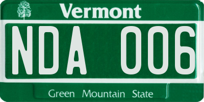 VT license plate NDA006