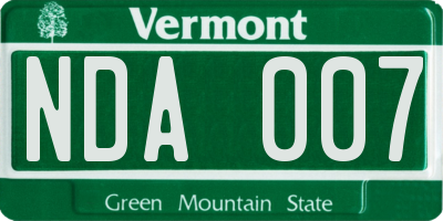 VT license plate NDA007