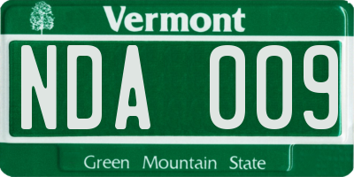 VT license plate NDA009
