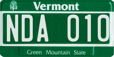 VT license plate NDA010