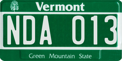 VT license plate NDA013