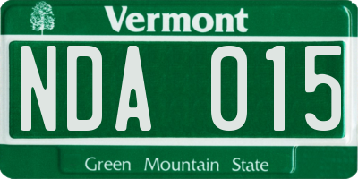 VT license plate NDA015