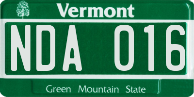 VT license plate NDA016