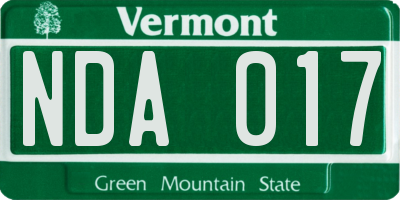 VT license plate NDA017