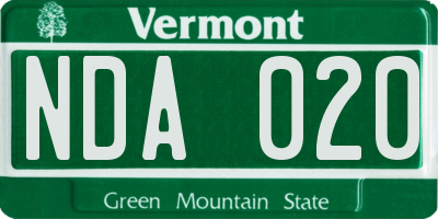 VT license plate NDA020