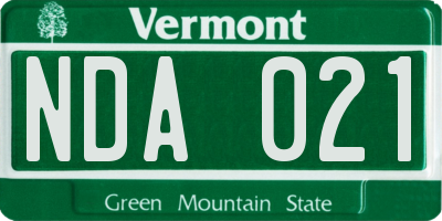 VT license plate NDA021