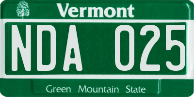 VT license plate NDA025