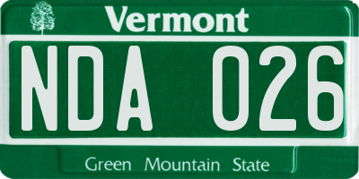 VT license plate NDA026
