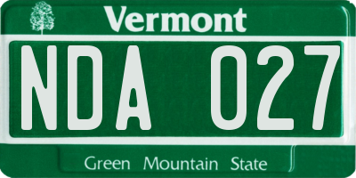 VT license plate NDA027