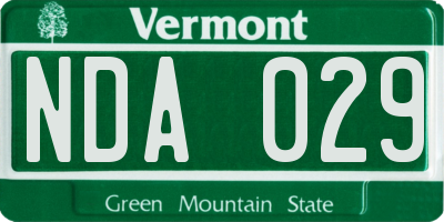 VT license plate NDA029