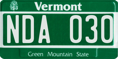 VT license plate NDA030