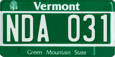 VT license plate NDA031
