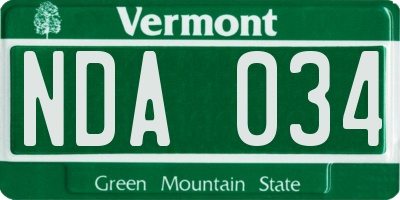 VT license plate NDA034