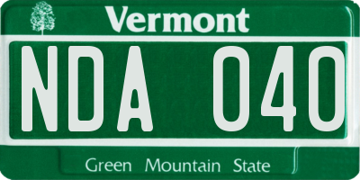VT license plate NDA040