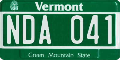 VT license plate NDA041