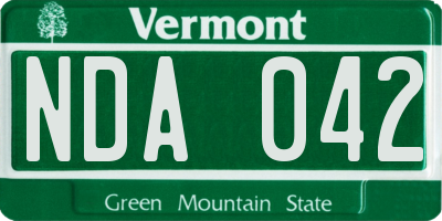 VT license plate NDA042